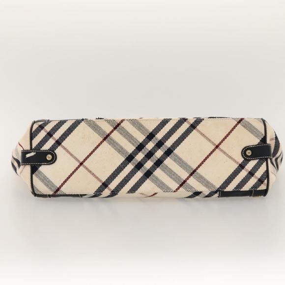 BURBERRY Nova Check Blue Label Tote Bag Canvas Beige Gold Auth 117928 - Picture 5 of 16